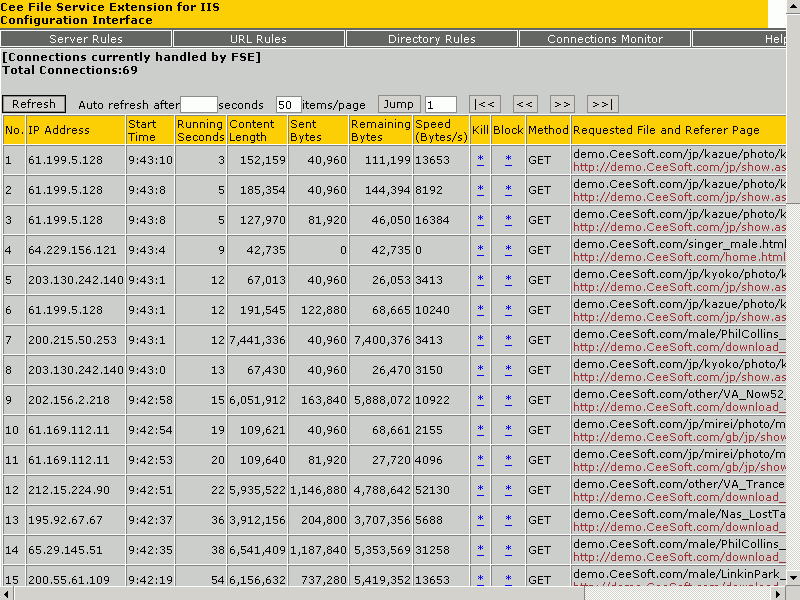 File Service Extension for IIS Screenshot